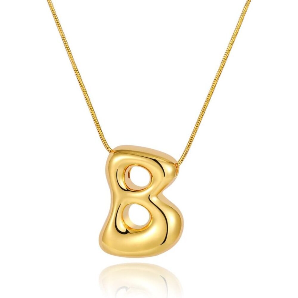 Trendy Gold Initial Necklace - Customizable Chunky Letter Jewelry Gift for Her